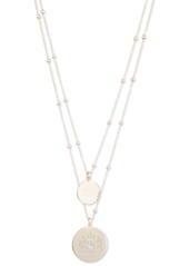 "Lauren Ralph Lauren Gold-Tone Engraved Logo Two-Row Pendant Necklace, 16"" + 3"" extender - Gold"