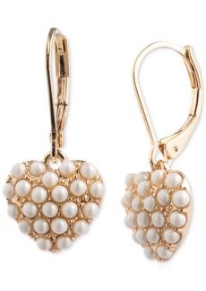 Lauren Ralph Lauren Gold-Tone Imitation Pearl Heart Drop Earrings - White