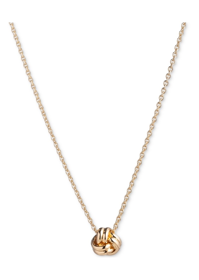 "Lauren Ralph Lauren Gold-Tone Knot Pendant Necklace, 16"" + 3"" extender - Gold"