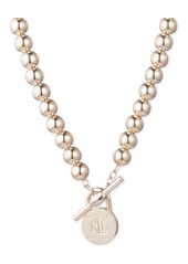 "Lauren Ralph Lauren Gold-Tone Logo Beaded 17"" Collar Necklace - Gold"