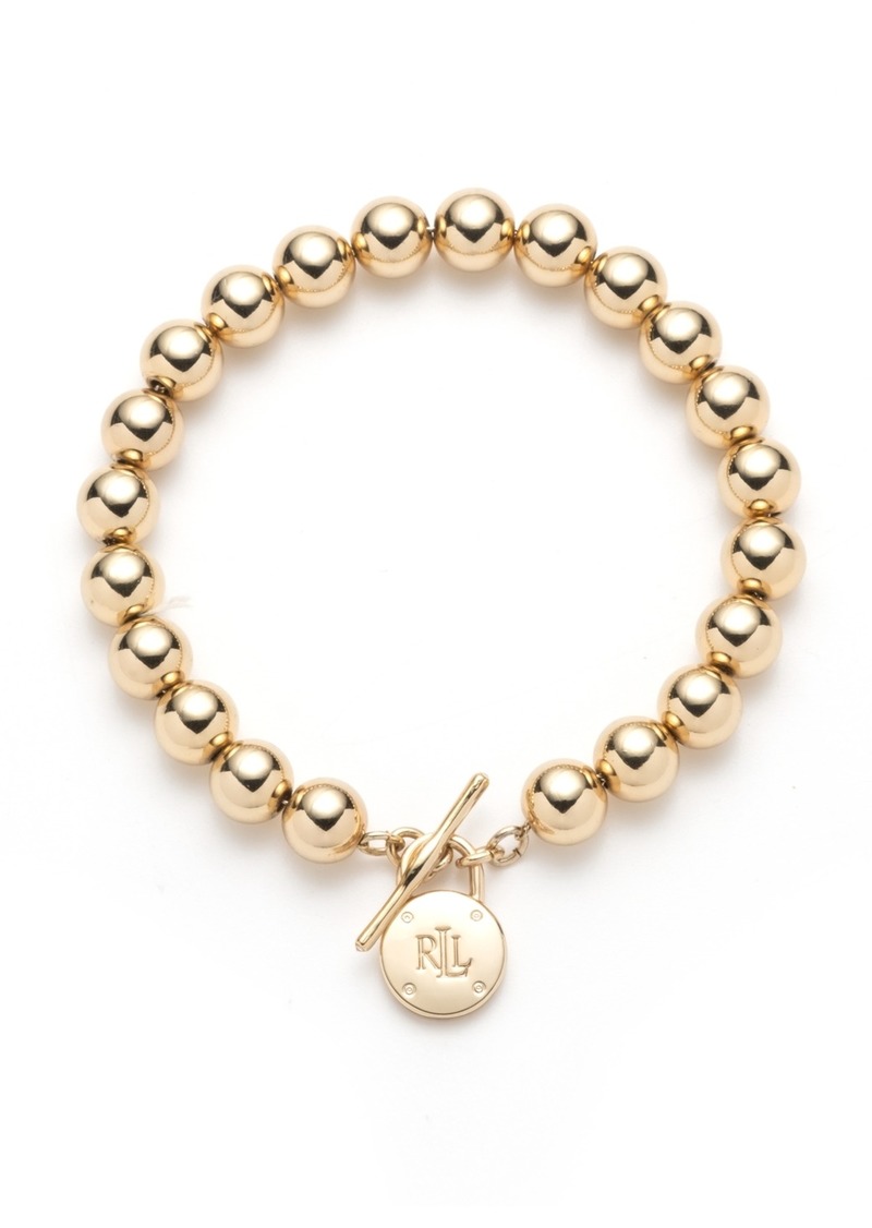 Lauren Ralph Lauren Gold-Tone Logo Beaded Bracelet - Gold