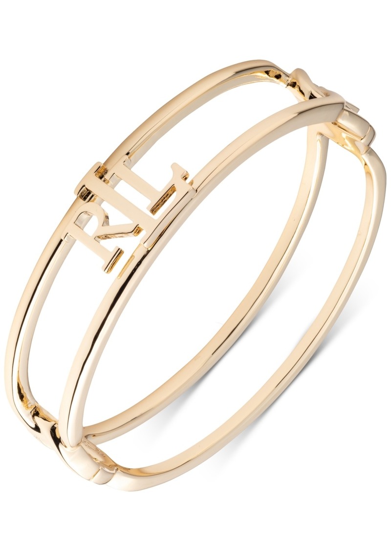 Lauren Ralph Lauren Gold-Tone Logo Double-Row Bangle Bracelet - Gold