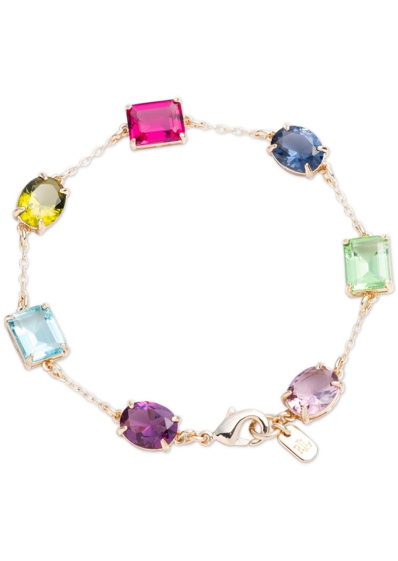 Lauren Ralph Lauren Gold-Tone Multicolor Stone Flex Bracelet - Misc