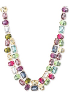 "Lauren Ralph Lauren Gold-Tone Multicolor Stone Two-Row Collar Necklace, 16"" + 3"" extender - Misc"