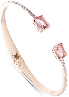 Lauren Ralph Lauren Gold-Tone Pave & Color Stone Cuff Bracelet - Light Pink