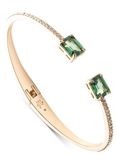 Lauren Ralph Lauren Gold-Tone Pave & Color Stone Cuff Bracelet - Light Gree
