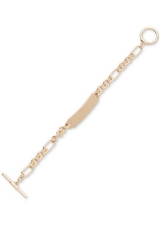 Lauren Ralph Lauren Gold-Tone Script Logo Chain Toggle Flex Bracelet - Yello