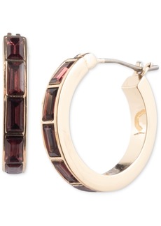 "Lauren Ralph Lauren Gold-Tone Small Color Stone Hoop Earrings, 0.5"" - Wine"