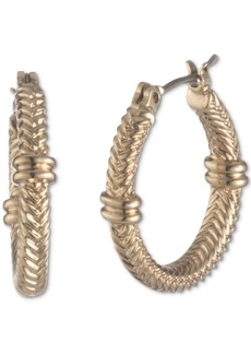 "Lauren Ralph Lauren Gold-Tone Small Herringbone Chain Hoop Earrings, 0.82"" - Gold"