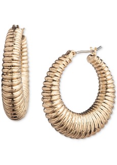 "Lauren Ralph Lauren Gold-Tone Small Textured Hoop Earrings, 0.66"" - Yello"