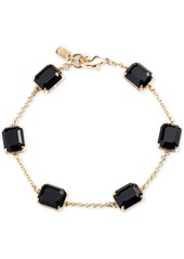 Lauren Ralph Lauren Gold-Tone Square Stone & Fine Chain Link Bracelet - Crystal Wh