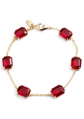 Lauren Ralph Lauren Gold-Tone Square Stone & Fine Chain Link Bracelet - Crystal Wh