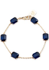 Lauren Ralph Lauren Gold-Tone Square Stone & Fine Chain Link Bracelet - Red Cherry