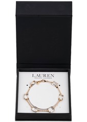 Lauren Ralph Lauren Gold-Tone Square Stone & Fine Chain Link Bracelet - Red Cherry