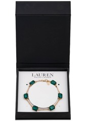 Lauren Ralph Lauren Gold-Tone Square Stone & Fine Chain Link Bracelet - Jet