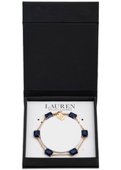 Lauren Ralph Lauren Gold-Tone Square Stone & Fine Chain Link Bracelet - Jet