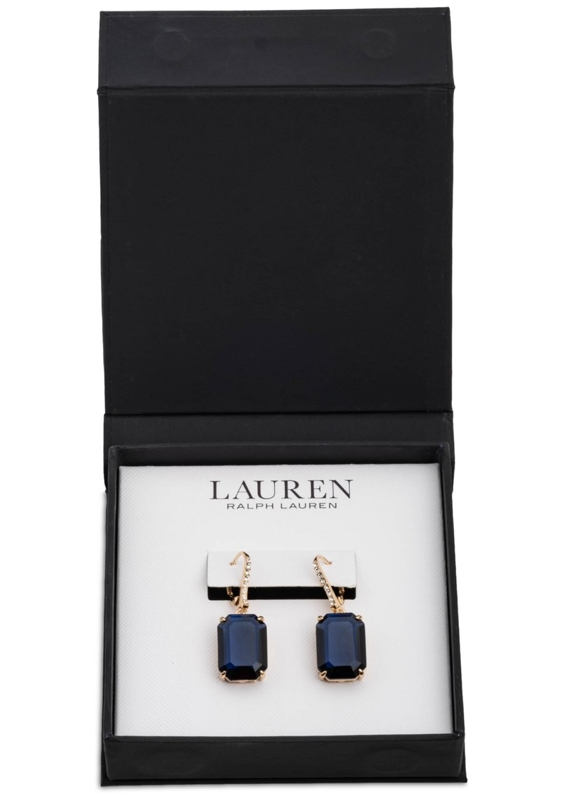 Lauren Ralph Lauren Gold-Tone Stone & Crystal Leverback Drop Earrings - Dark Blue