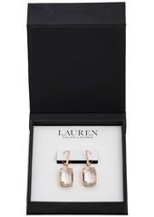 Lauren Ralph Lauren Gold-Tone Stone & Crystal Leverback Drop Earrings - Jet