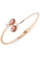 Lauren Ralph Lauren Gold-Tone Stone & Imitation Pearl Bypass Bangle Bracelet - Pink