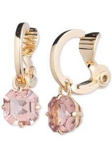 Lauren Ralph Lauren Gold-Tone Stone Charm Clip-On Huggie Hoop Earrings - Light Pink