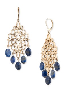 Lauren Ralph Lauren Gold-Tone Stone Scroll Chandelier Earrings - Blue