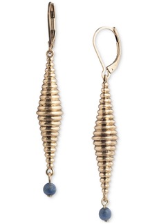 Lauren Ralph Lauren Gold-Tone Stone Textured Linear Drop Earrings - Blue