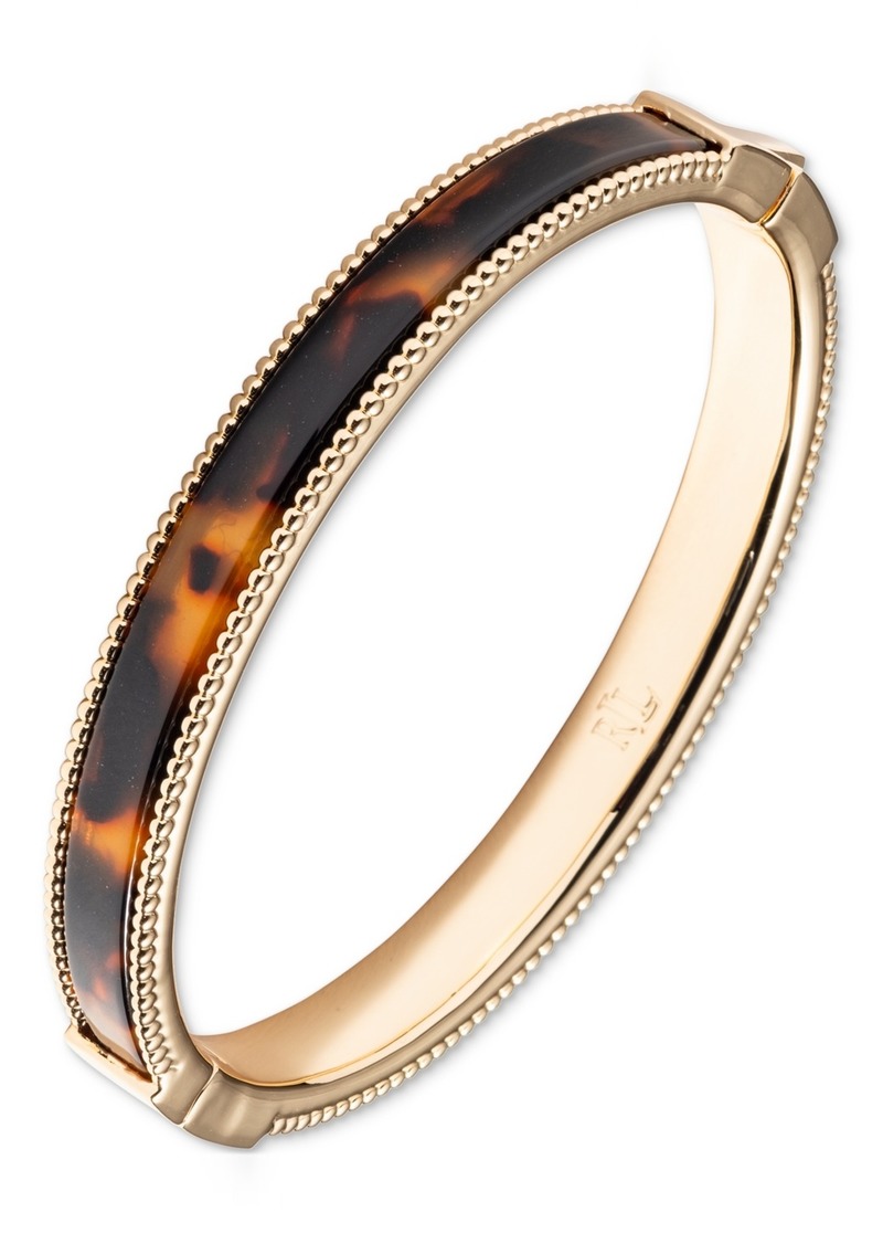 Lauren Ralph Lauren Gold-Tone Tortoise-Look Bangle Bracelet - Dark Brown