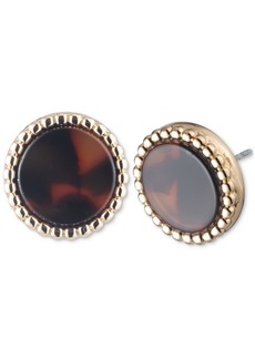 Lauren Ralph Lauren Gold-Tone Tortoise-Look Stud Earrings - Dark Brown