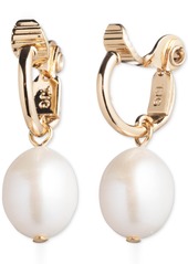 Lauren Ralph Lauren Gold-Tone White Freshwater Pearl (12mm) Drop Clip On Earrings - White