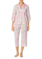Lauren Ralph Lauren Grosgrain-Ribbon Trim Capri Pajamas Set