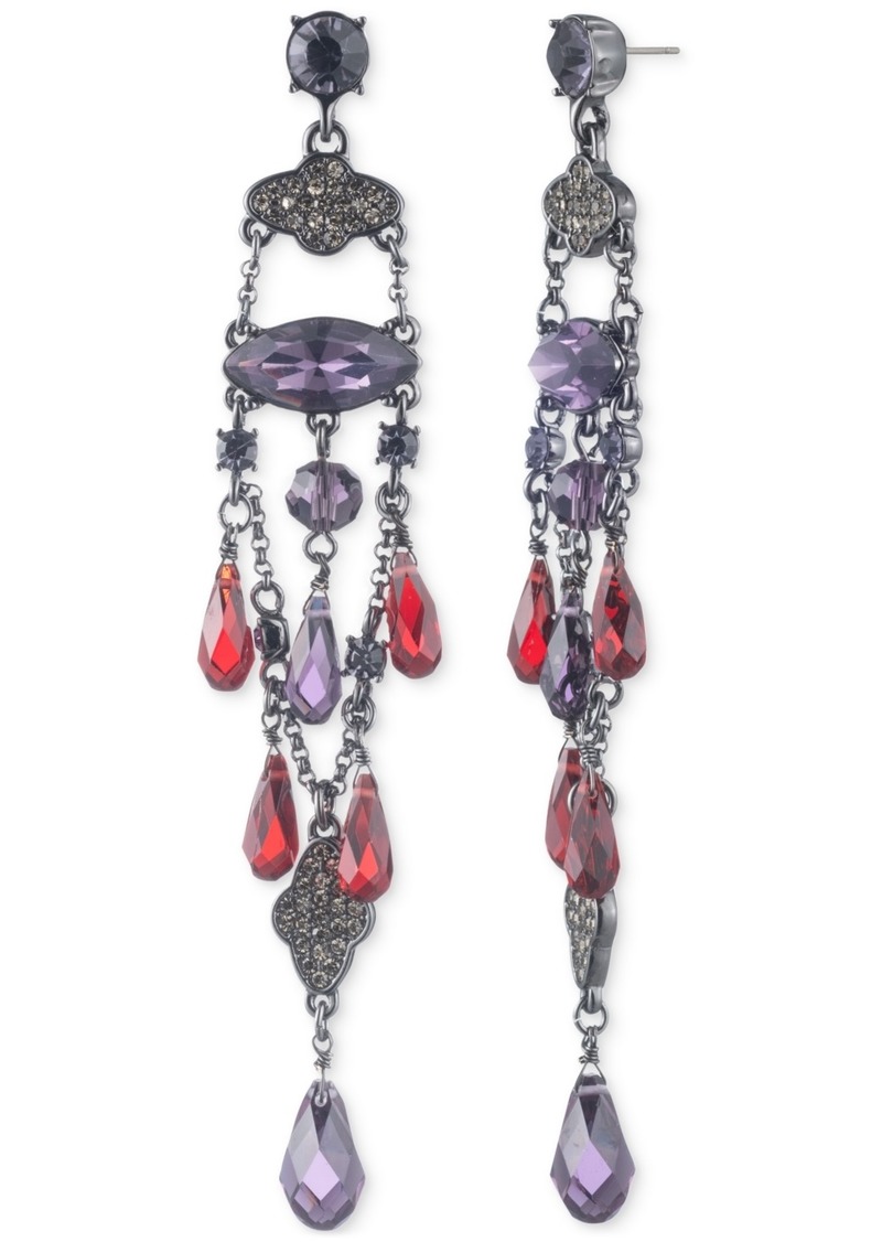 Lauren Ralph Lauren Hematite-Tone Crystal & Bead Chandelier Earrings - Burgundy