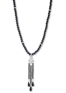 "Lauren Ralph Lauren Hematite-Tone Crystal & Color Bead Deco Lariat Necklace, 32"" + 3"" extender - Black"