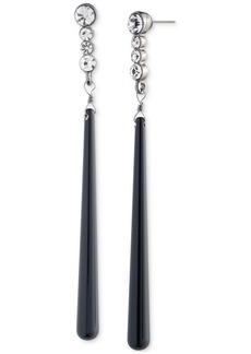 Lauren Ralph Lauren Hematite-Tone Crystal & Color Tapered Bar Linear Drop Earrings - Black