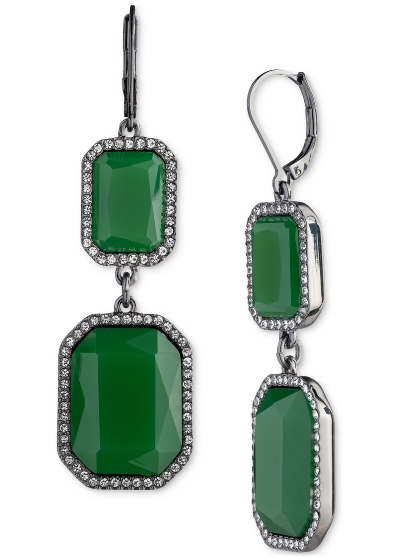 Lauren Ralph Lauren Hematite-Tone Pave & Color Stone Double Drop Earrings - Green