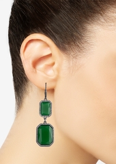 Lauren Ralph Lauren Hematite-Tone Pave & Color Stone Double Drop Earrings - Green