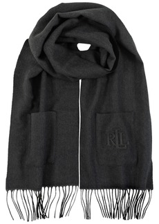 Lauren Ralph Lauren Herringbone Pocket Scarf - Charcoal/Black