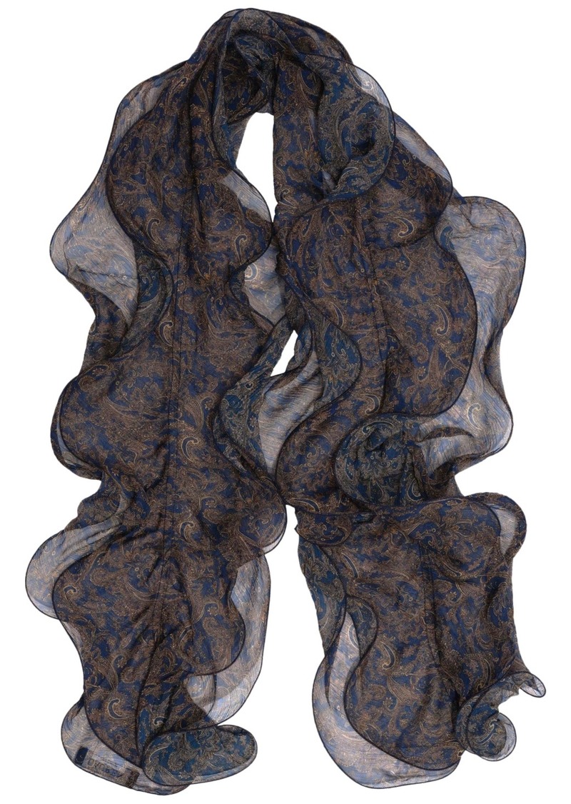 Lauren Ralph Lauren Holiday Paisley Ruffle Scarf - Navy