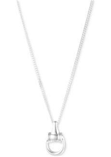 "Lauren Ralph Lauren Horsebit Pendant Necklace in Sterling Silver, 15"" + 3"" extender - Sterling Silver"