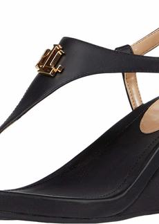 LAUREN Ralph Lauren Jeannie Wedge Sandal for Women - Adjustable T-Strap Open-toe Casual High platform Wedges -   B - Medium