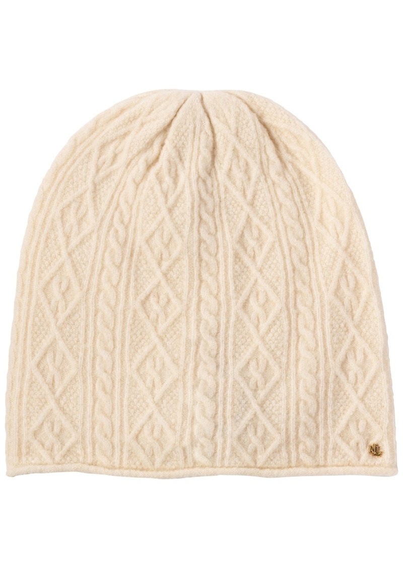 Lauren Ralph Lauren Knit Slouchy Cable Hat - Cream