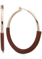 "Lauren Ralph Lauren Large Leather-Wrapped Large Hoop Earrings 2-1/4"" - Brown"