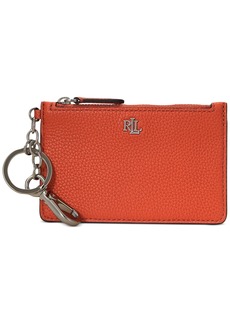 Lauren Ralph Lauren Leather Zip Card Case - Rust Ornge