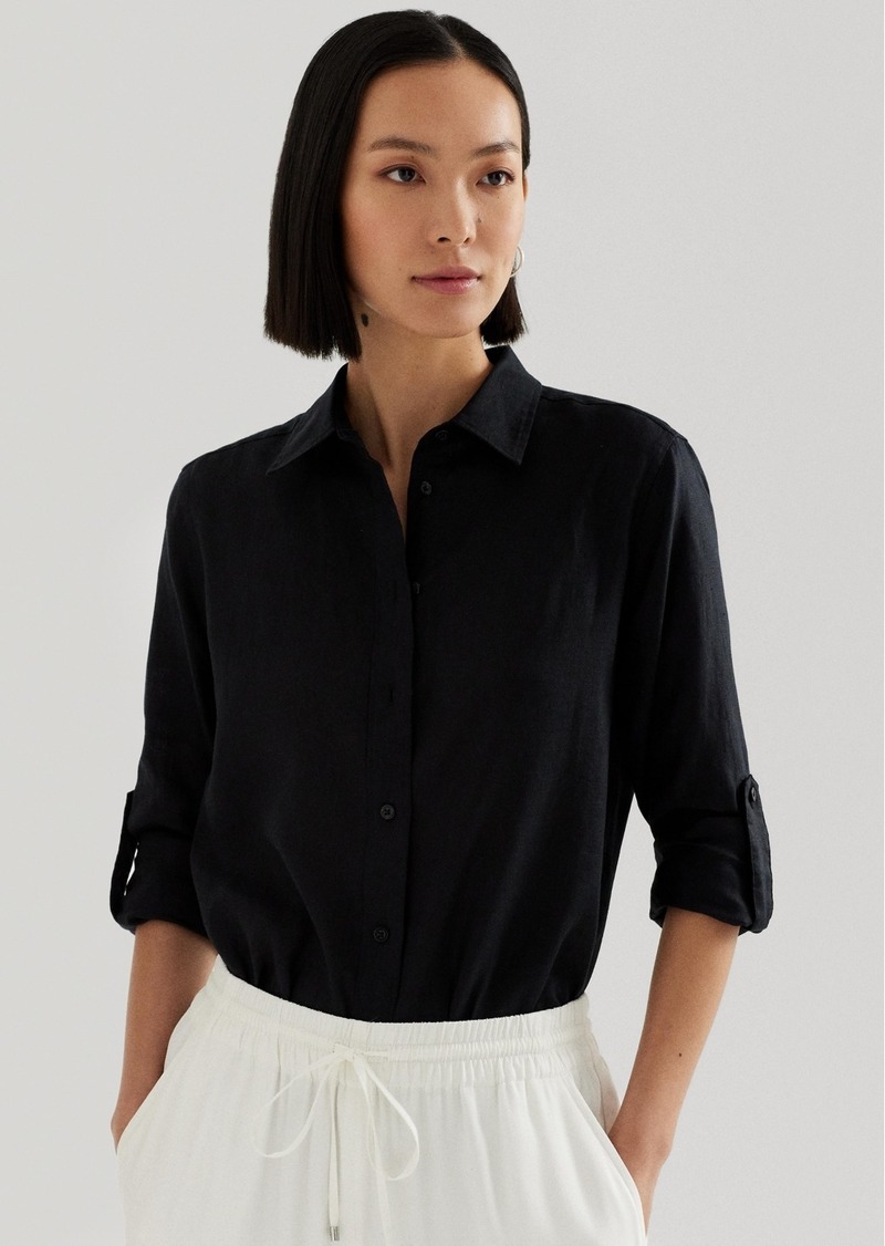 Lauren Ralph Lauren Linen Shirt, Regular & Petite - Polo Black