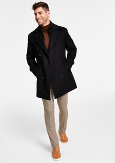 Lauren Ralph Lauren Men's Classic-Fit Navy Solid Double-Breasted Overcoat with Attached Bib - Black
