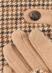 Lauren Ralph Lauren Menswear Pattern Touch Gloves with Button - Camel/Brown Guncheck