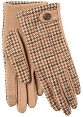 Lauren Ralph Lauren Menswear Pattern Touch Gloves with Button - Camel/Brown Guncheck