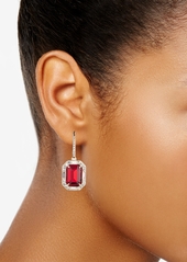 Lauren Ralph Lauren Mixed Crystal Rectangle Drop Earrings - Bright Red