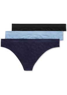 Lauren Ralph Lauren Monogram Mesh Jacquard Thong 3-Pack Underwear, 4L0184 - Mixed Dark