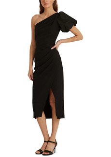Lauren Ralph Lauren One-Shoulder Crepe Cocktail Dress - Black