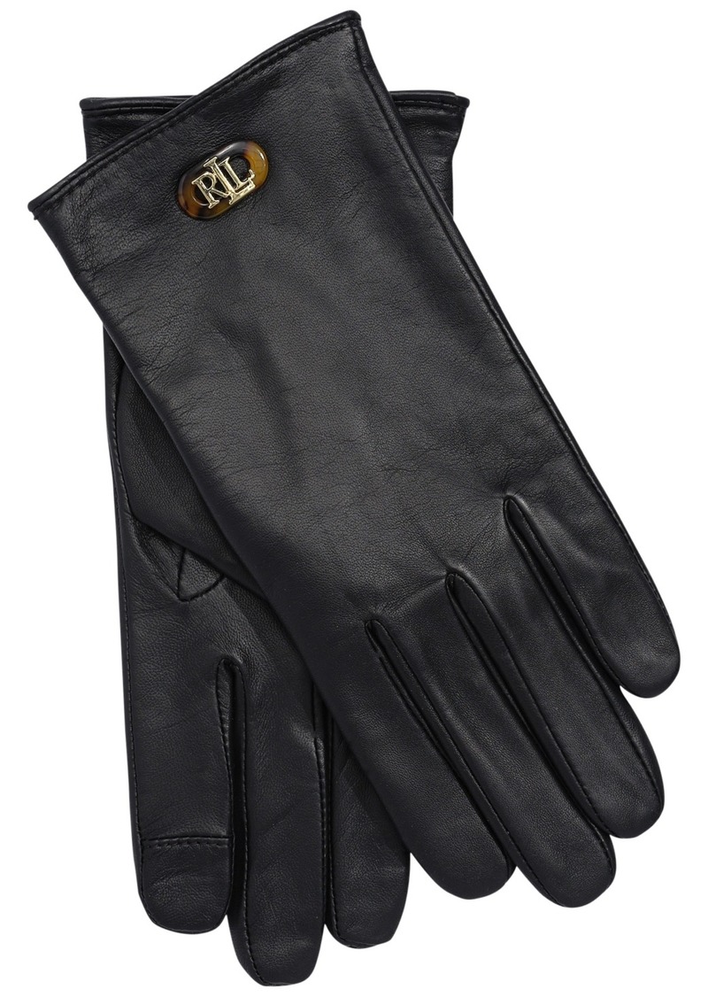 Lauren Ralph Lauren Oval Logo Leather Touch Gloves - Black